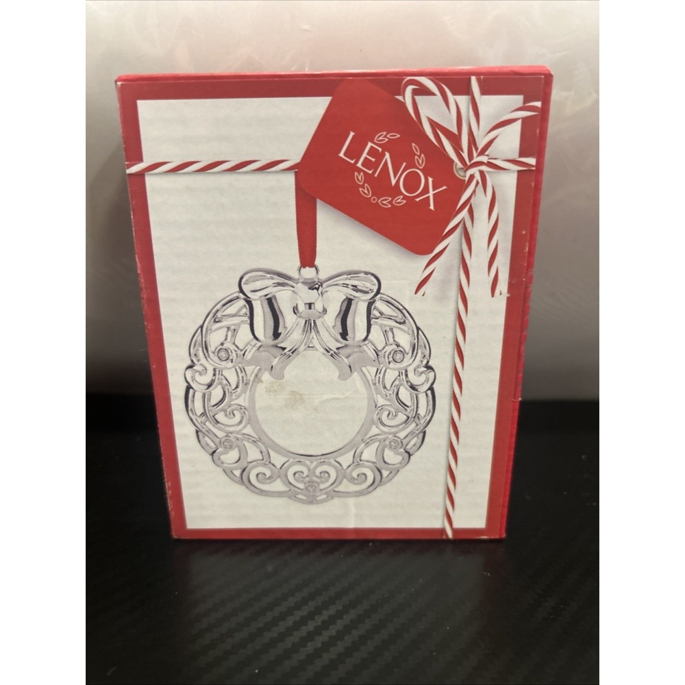 Lenox Christmas Ornament Sparkle and Scroll Multi-Crystal WREATH Silverplate NIB